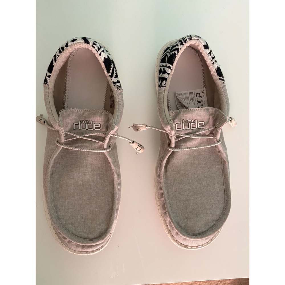 Hey Dude Wally Funk Loafers Mens 14 Grey Tribal Bungee Slip On 110410708